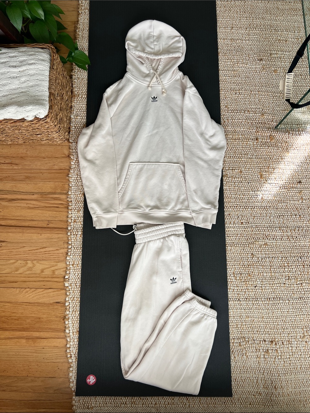 adidas Cream/Tan Hoodie and Jogger Set